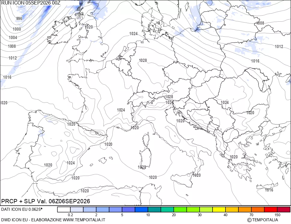 mappa Precipitazioni e pressione SLM