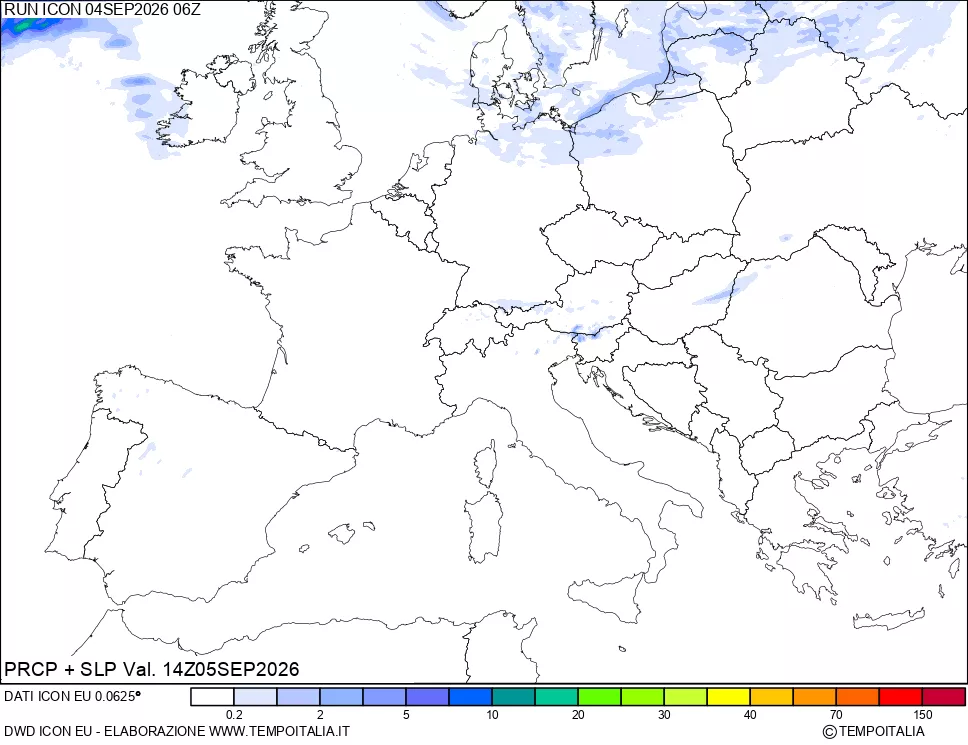 mappa Precipitazioni e pressione SLM
