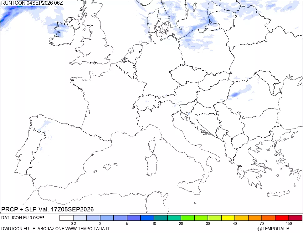 mappa Precipitazioni e pressione SLM