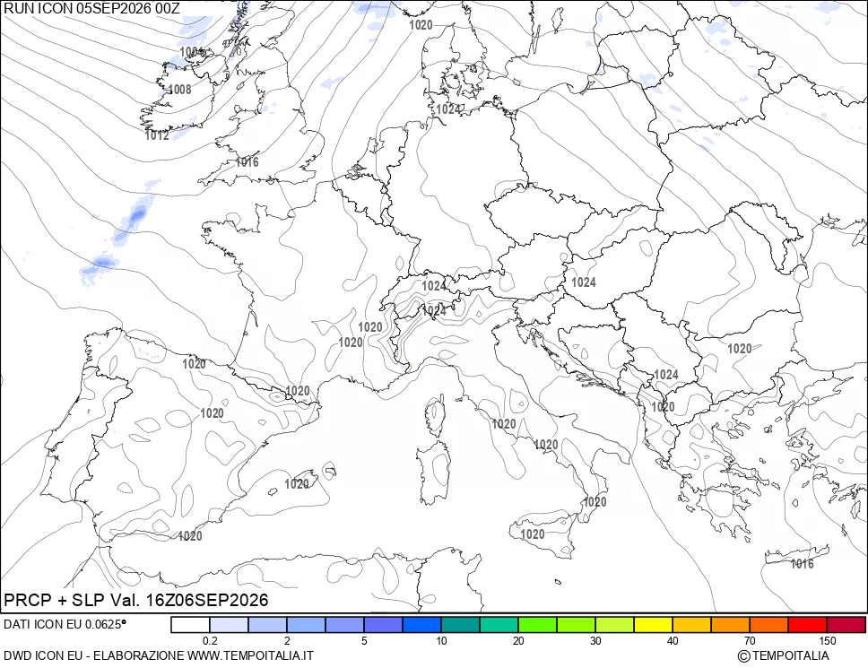 mappa Precipitazioni e pressione SLM