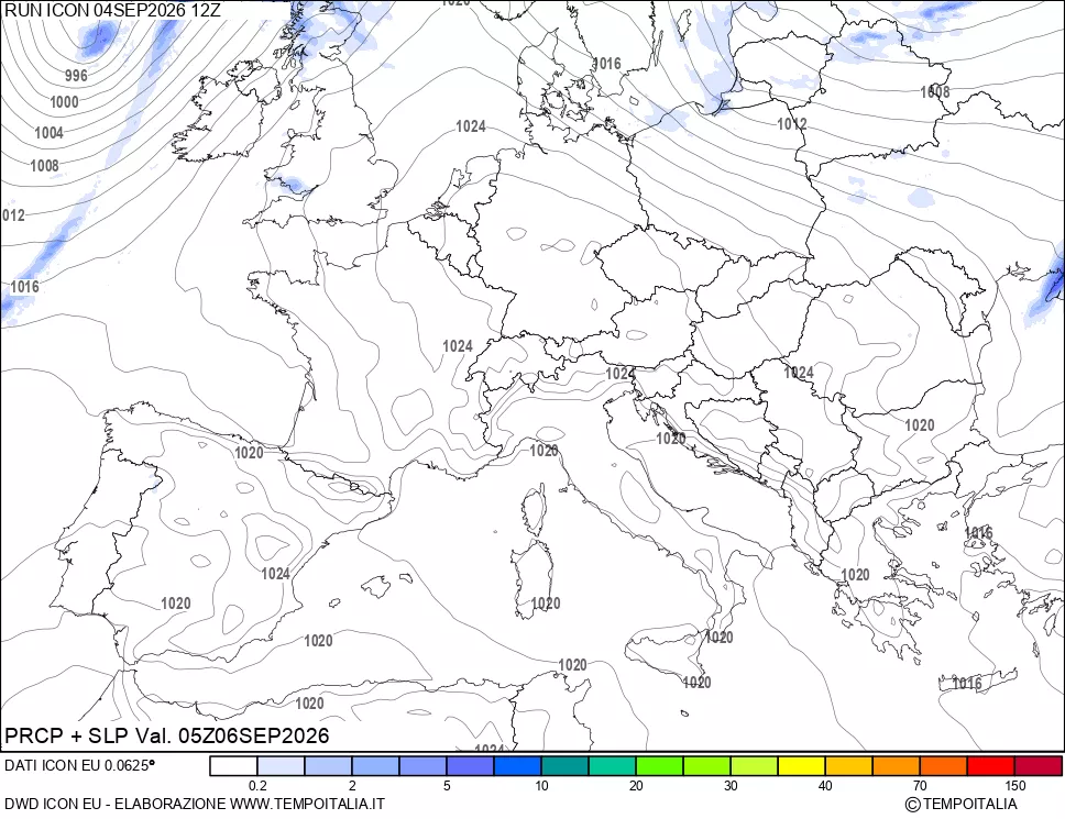 mappa Precipitazioni e pressione SLM