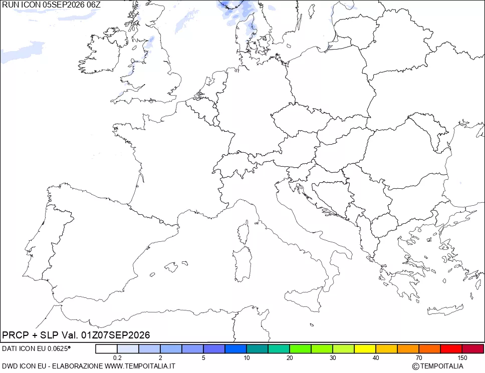 mappa Precipitazioni e pressione SLM