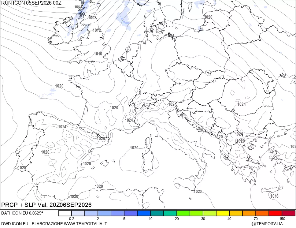 mappa Precipitazioni e pressione SLM