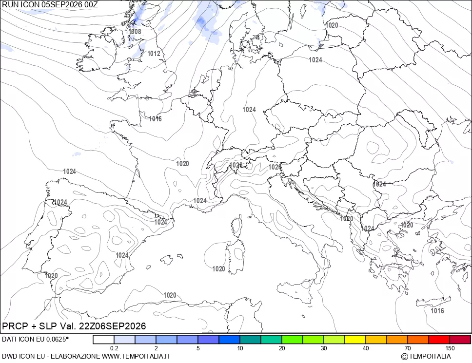 mappa Precipitazioni e pressione SLM