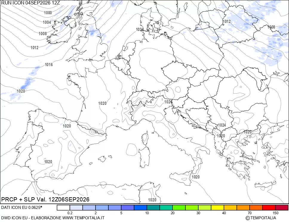 mappa Precipitazioni e pressione SLM