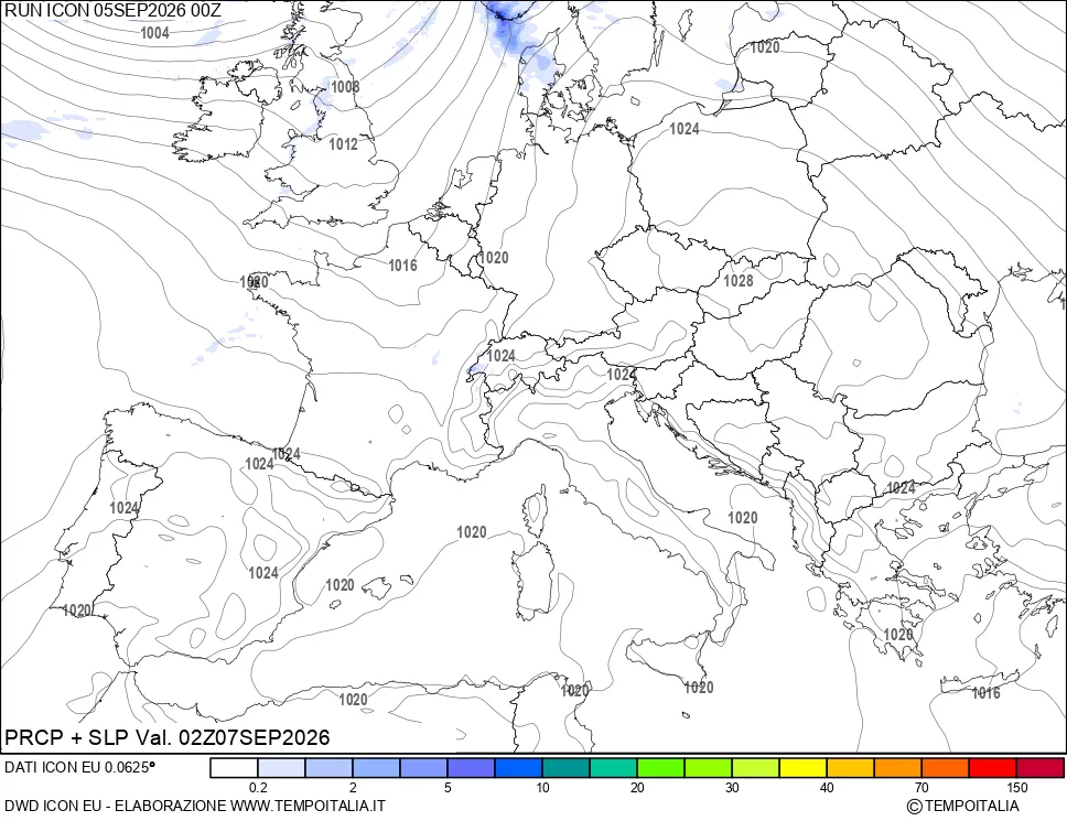 mappa Precipitazioni e pressione SLM