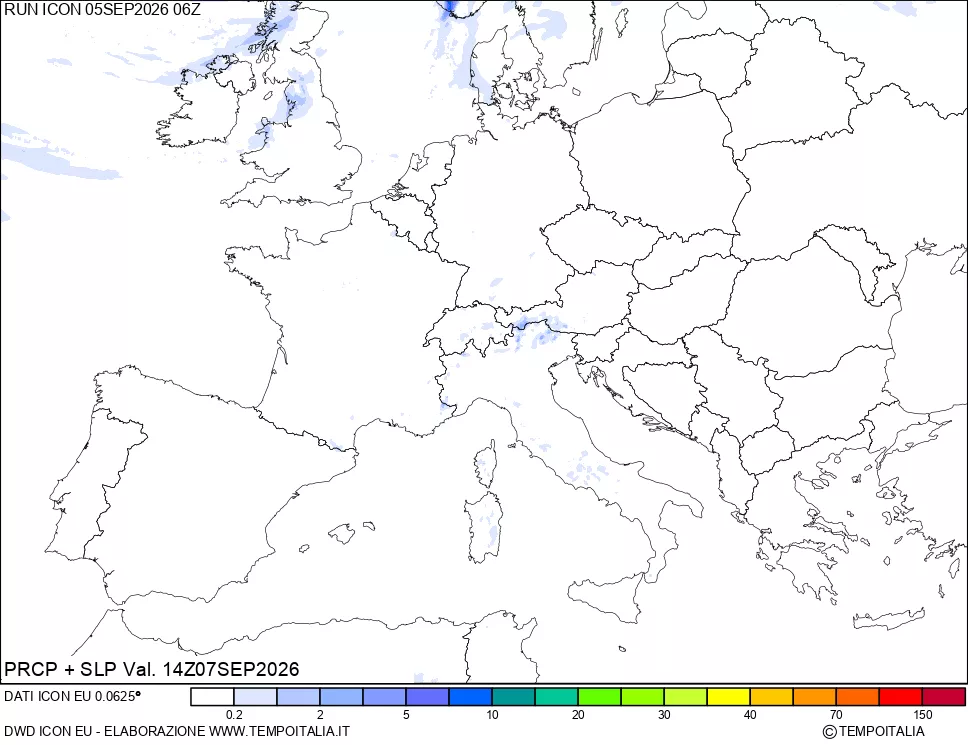 mappa Precipitazioni e pressione SLM
