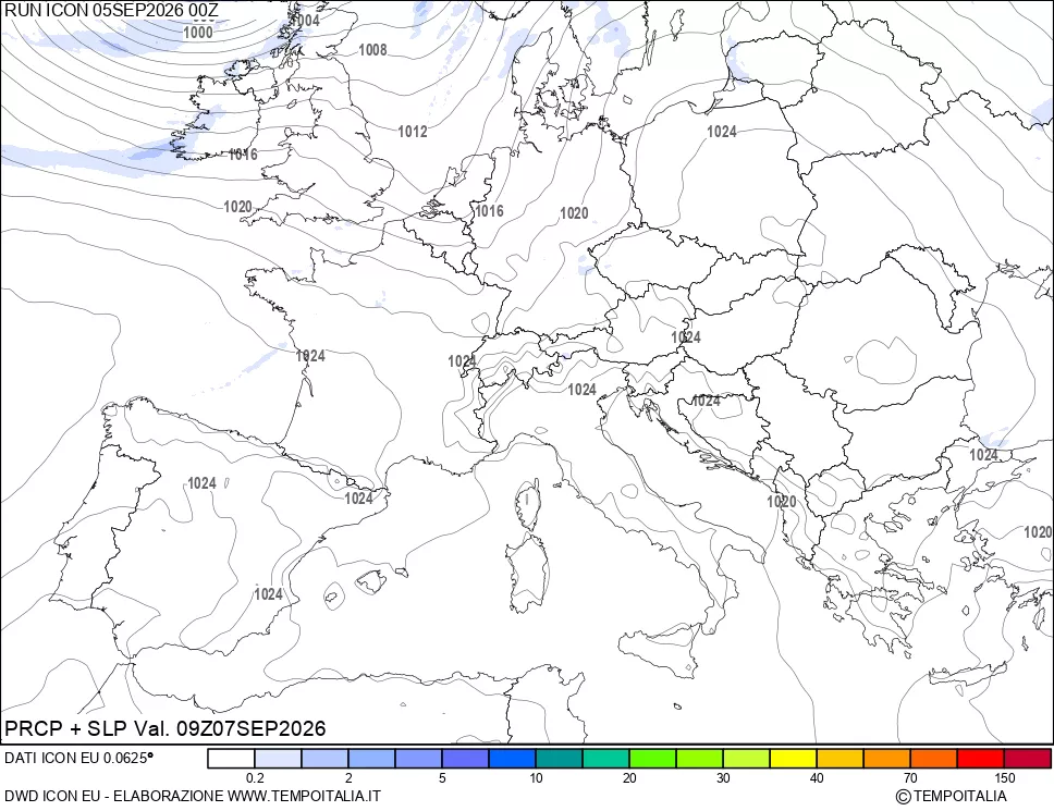 mappa Precipitazioni e pressione SLM