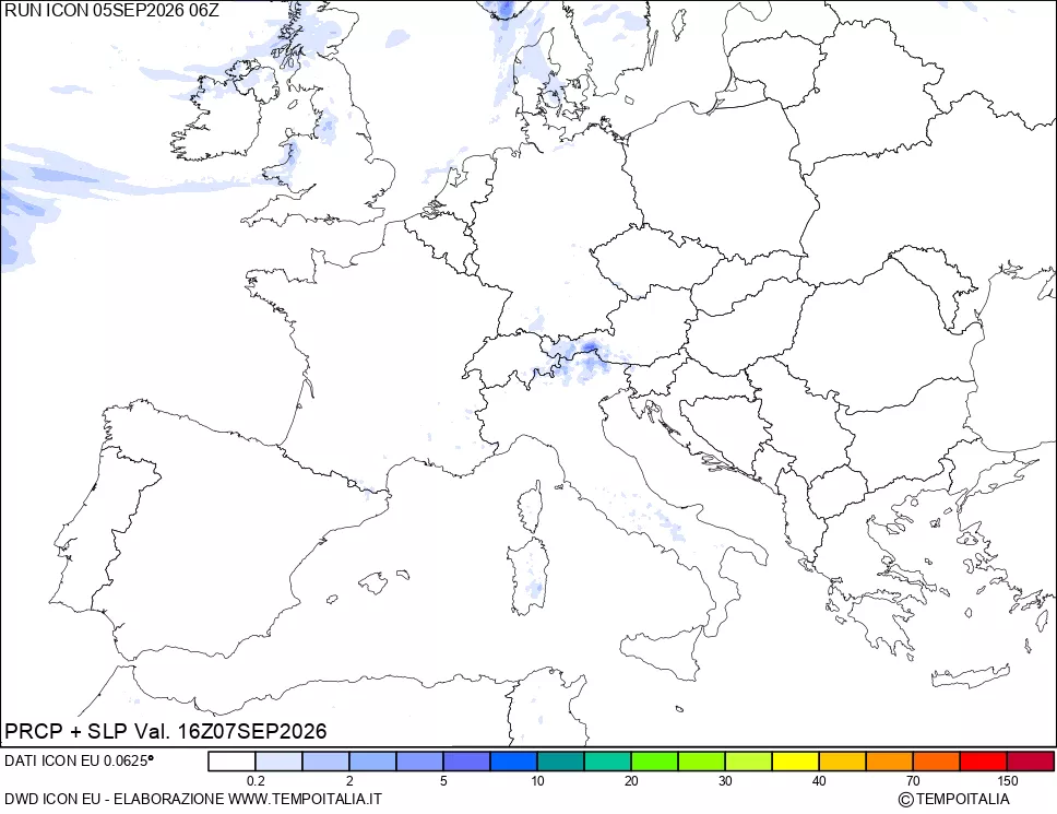 mappa Precipitazioni e pressione SLM