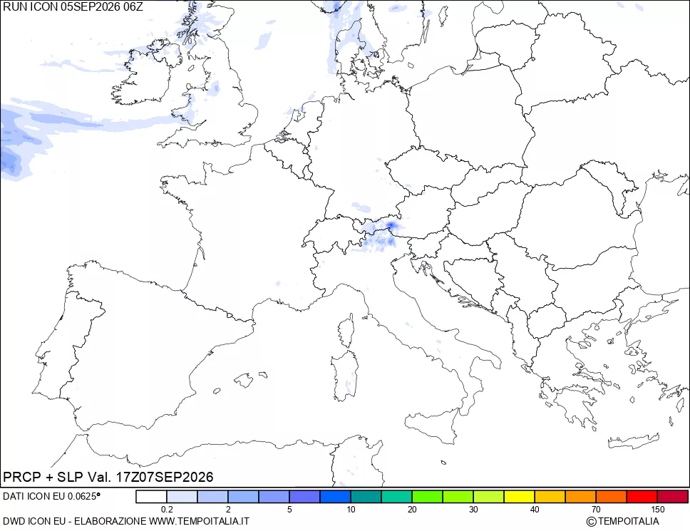 mappa Precipitazioni e pressione SLM