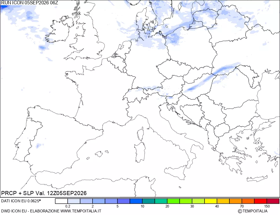 mappa Precipitazioni e pressione SLM