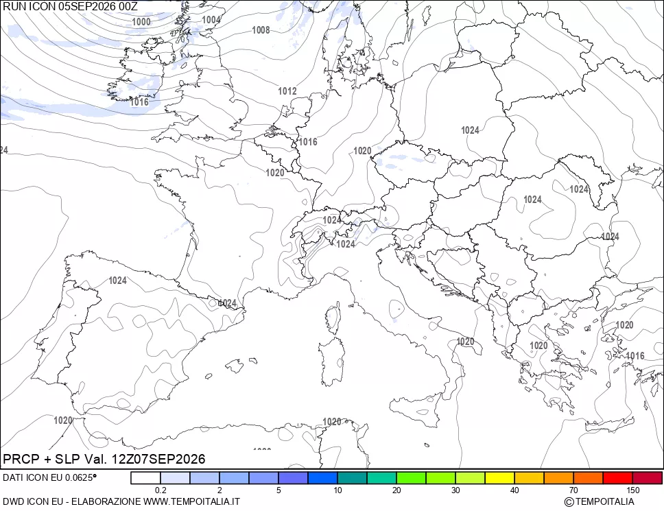 mappa Precipitazioni e pressione SLM