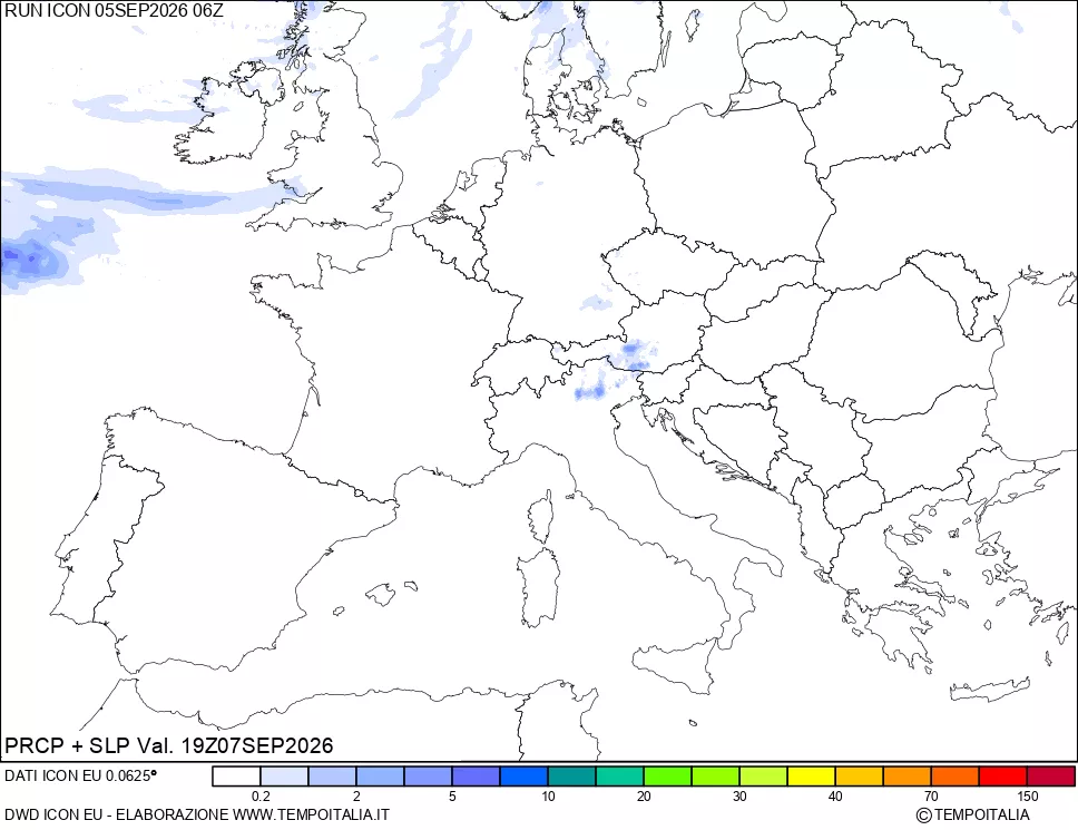 mappa Precipitazioni e pressione SLM