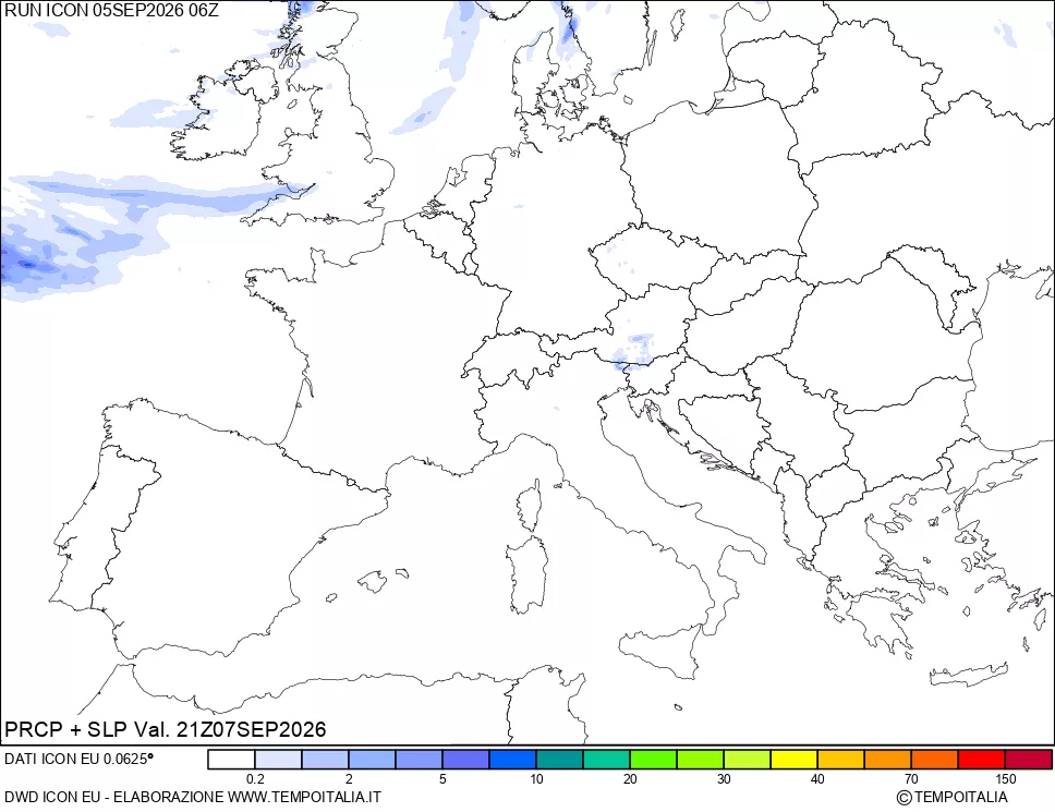 mappa Precipitazioni e pressione SLM