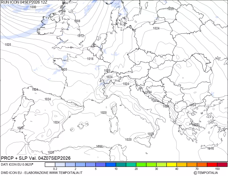 mappa Precipitazioni e pressione SLM