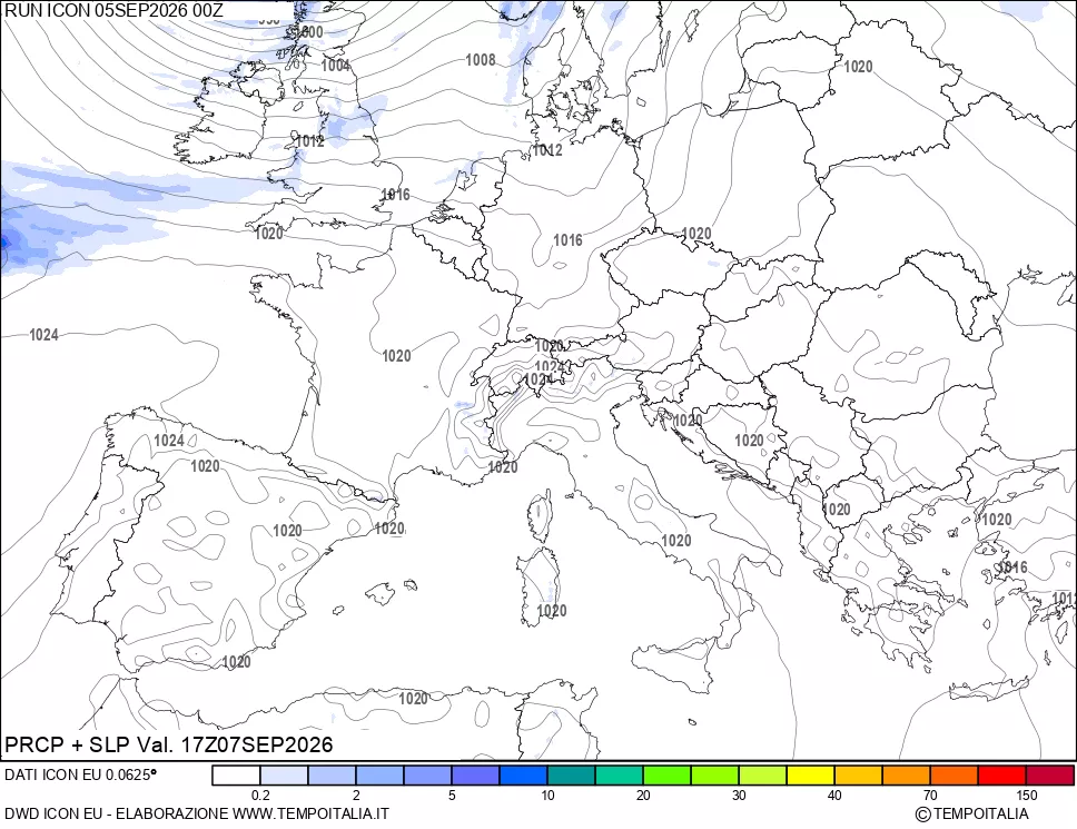 mappa Precipitazioni e pressione SLM
