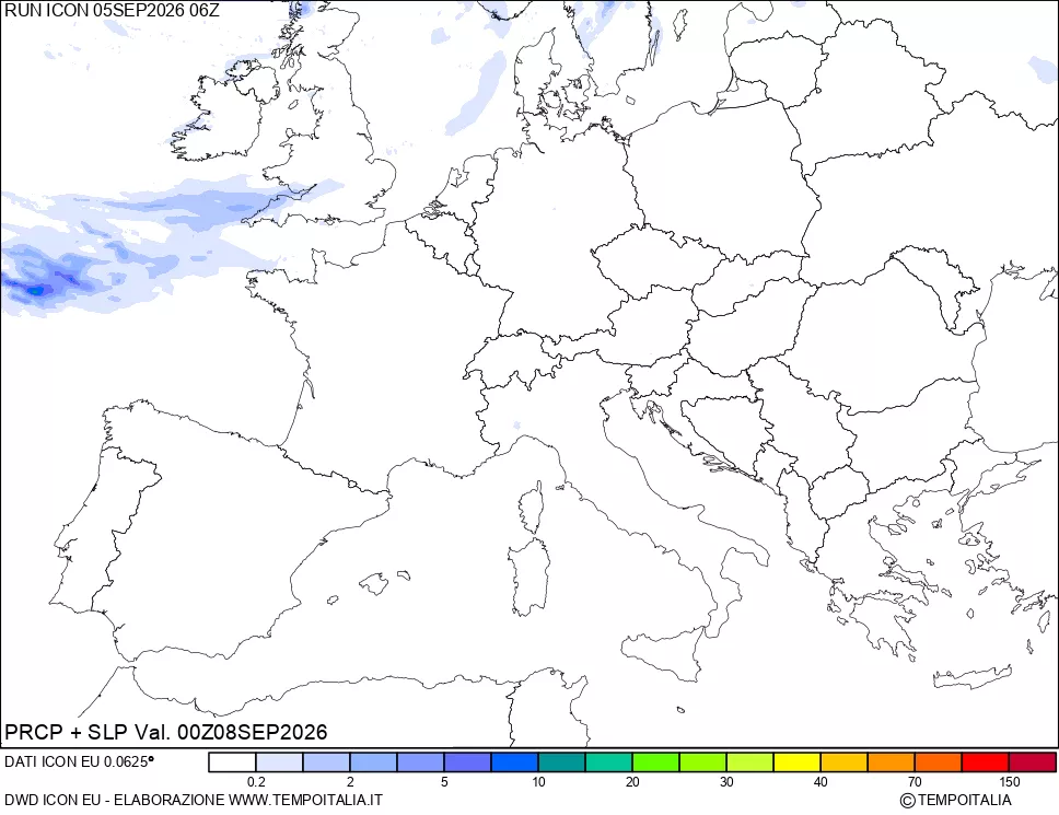 mappa Precipitazioni e pressione SLM