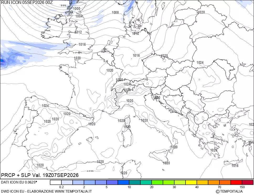 mappa Precipitazioni e pressione SLM