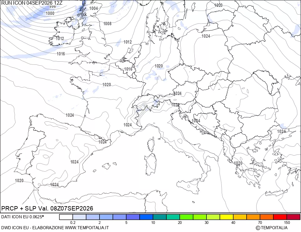 mappa Precipitazioni e pressione SLM