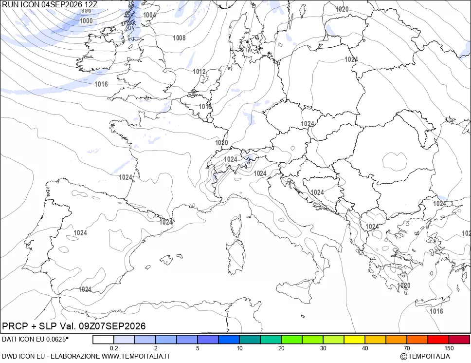 mappa Precipitazioni e pressione SLM