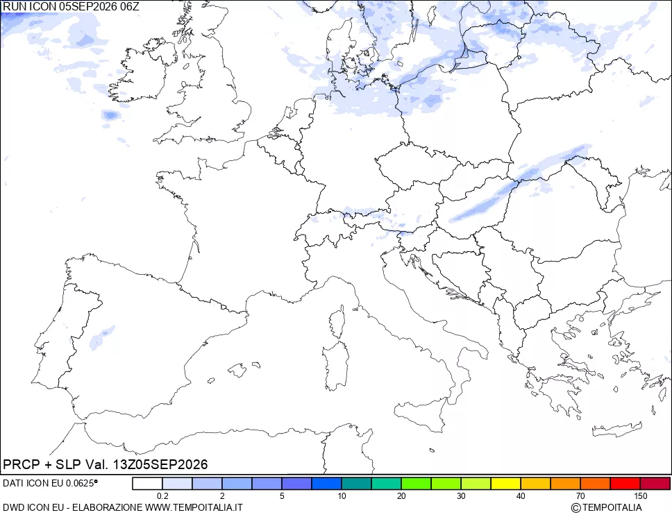 mappa Precipitazioni e pressione SLM