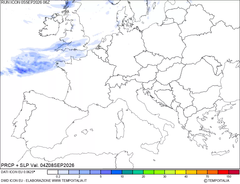mappa Precipitazioni e pressione SLM
