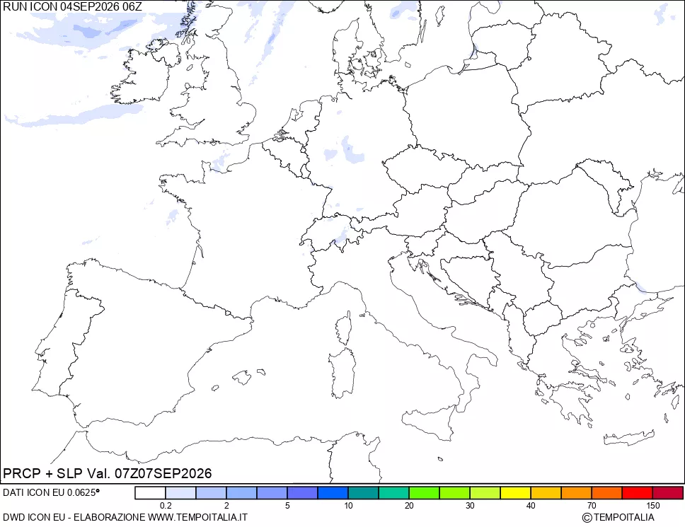 mappa Precipitazioni e pressione SLM
