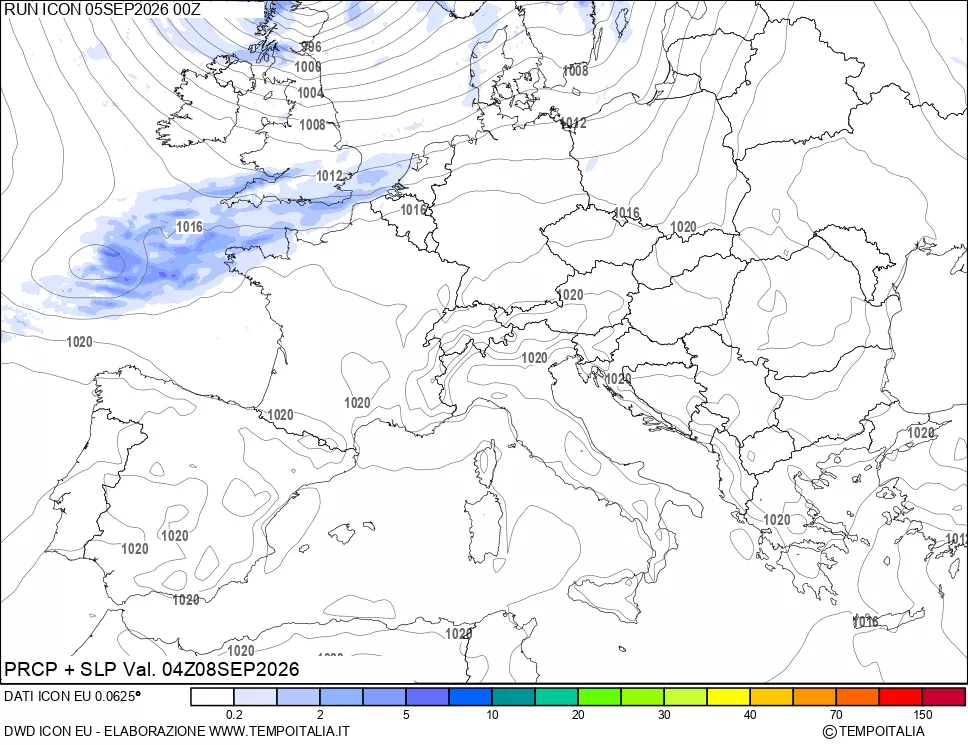 mappa Precipitazioni e pressione SLM