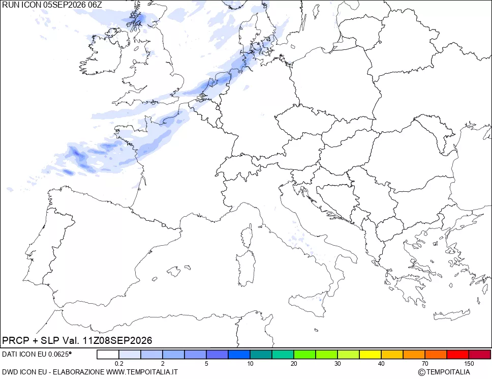 mappa Precipitazioni e pressione SLM