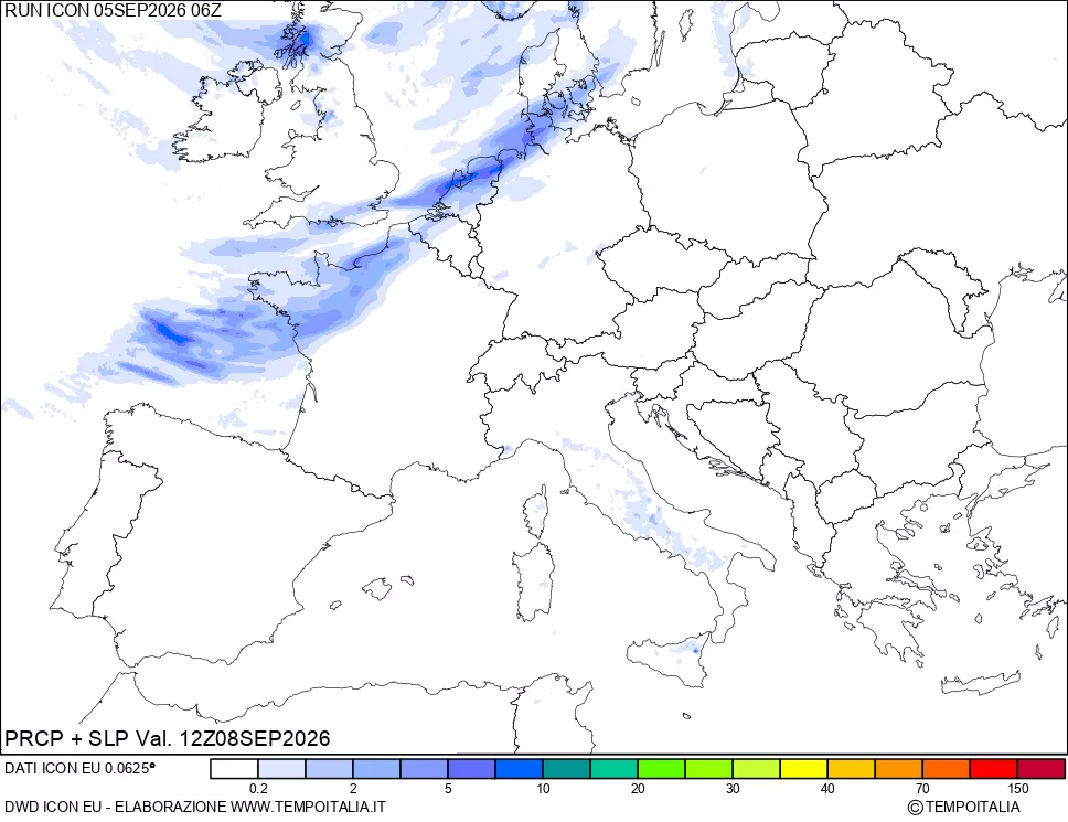 mappa Precipitazioni e pressione SLM
