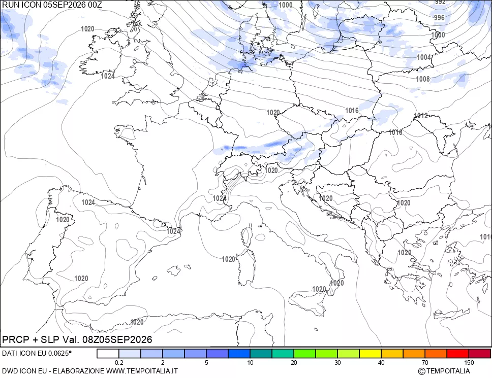 mappa Precipitazioni e pressione SLM