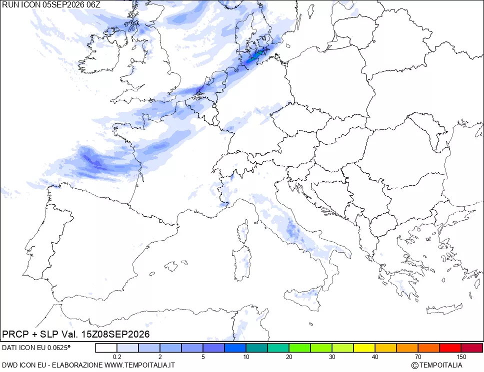 mappa Precipitazioni e pressione SLM