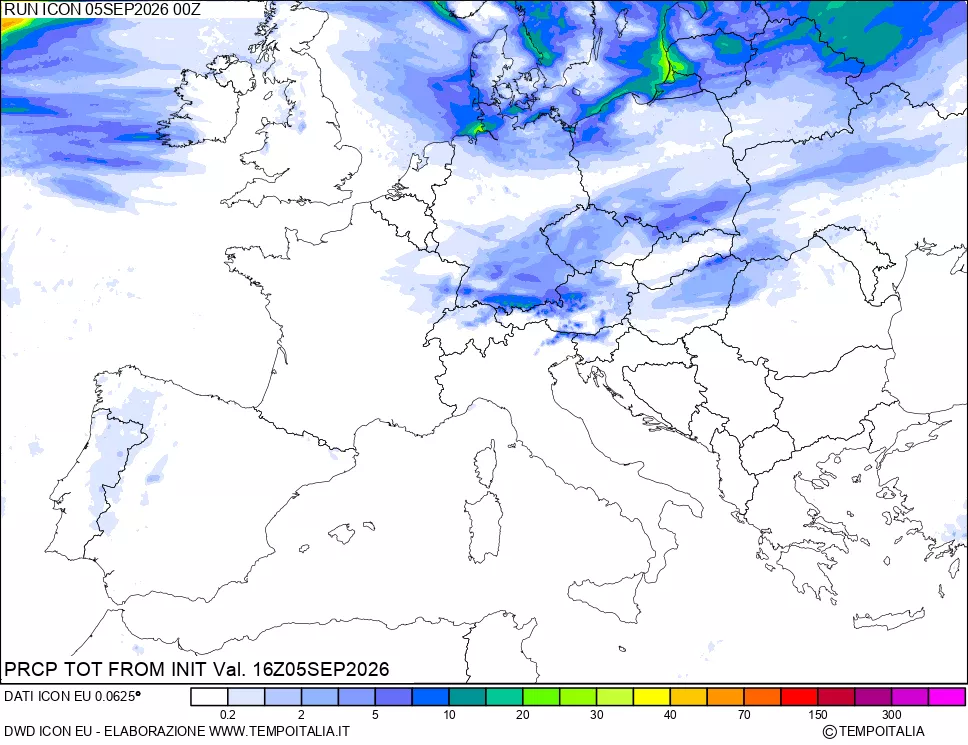 mappa Precipitazioni totali dal primo giorno