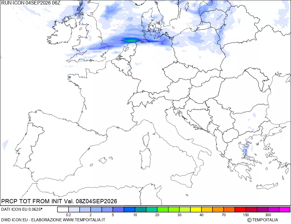 mappa Precipitazioni totali dal primo giorno