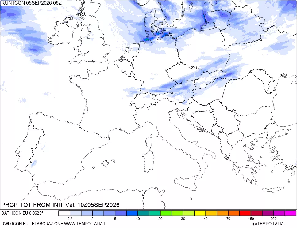 mappa Precipitazioni totali dal primo giorno