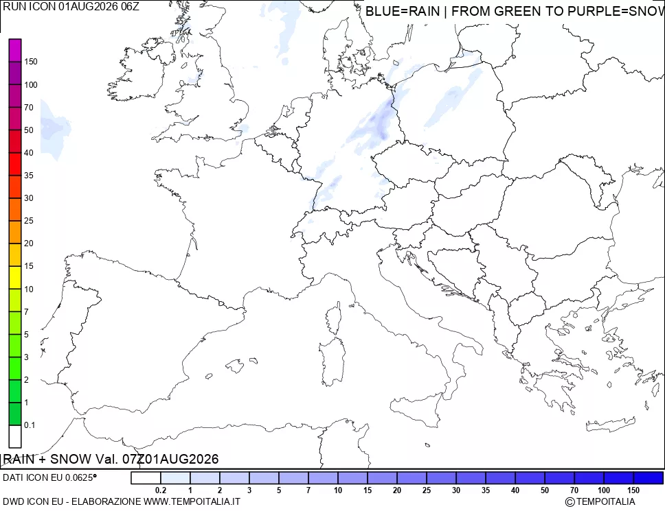 mappa Precipitazioni totali e nevose