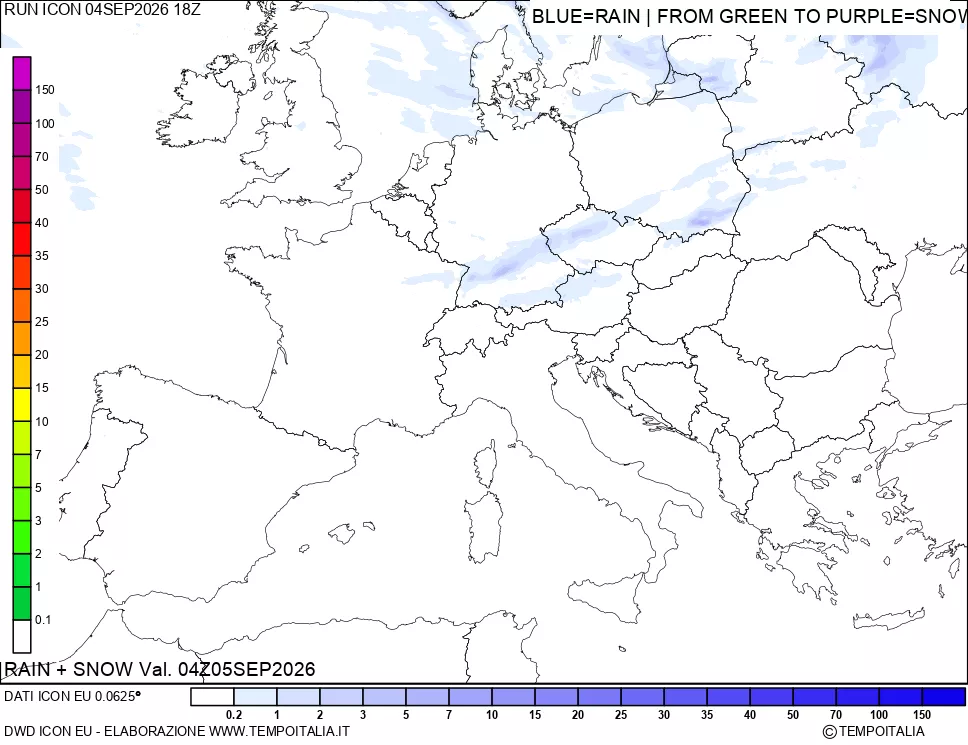 mappa Precipitazioni totali e nevose
