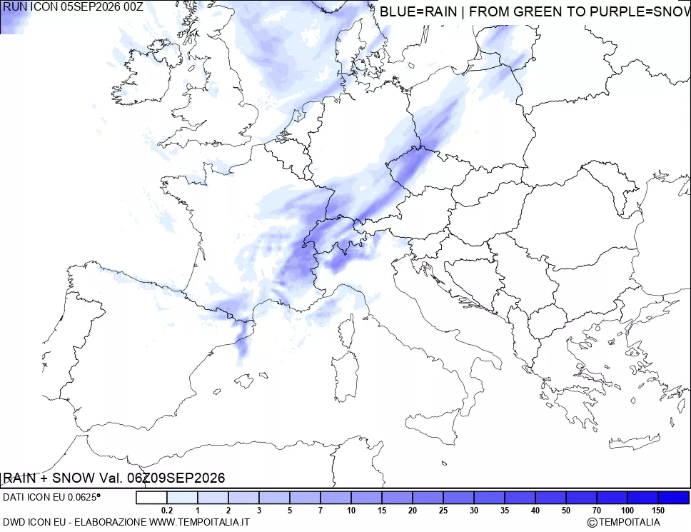 mappa Precipitazioni totali e nevose