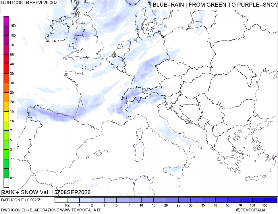 mappa Precipitazioni totali e nevose