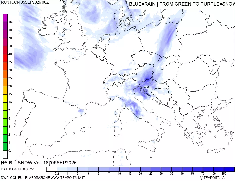mappa Precipitazioni totali e nevose