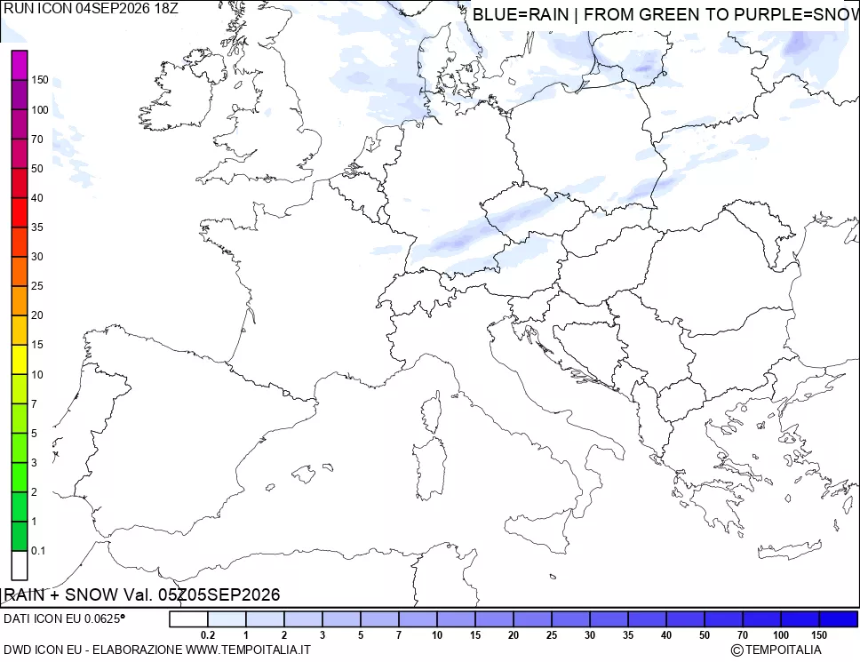 mappa Precipitazioni totali e nevose