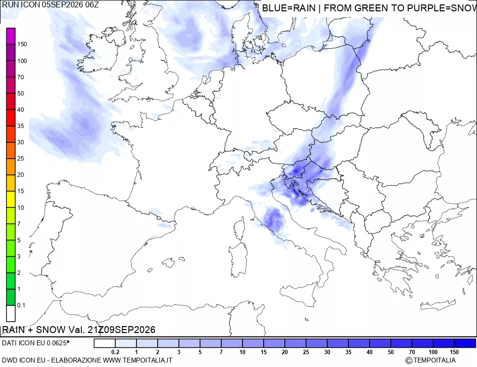 mappa Precipitazioni totali e nevose