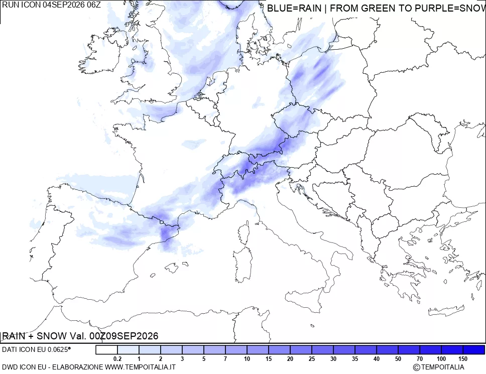 mappa Precipitazioni totali e nevose
