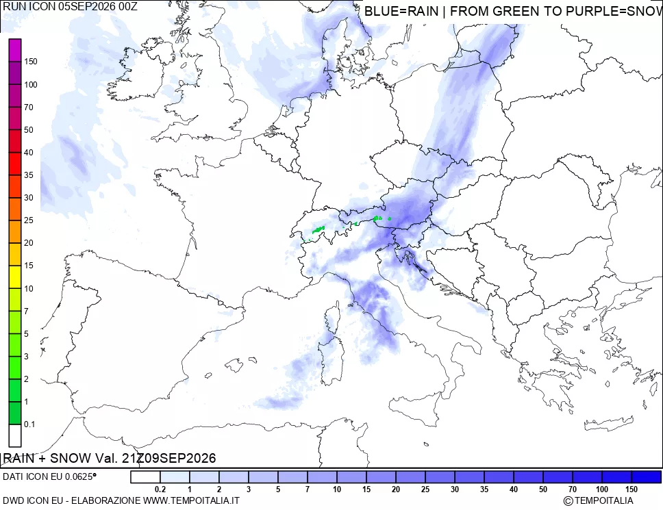 mappa Precipitazioni totali e nevose