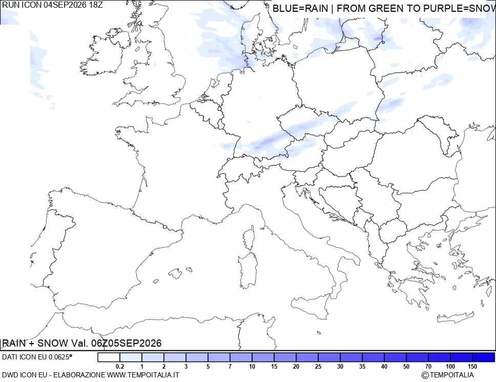 mappa Precipitazioni totali e nevose