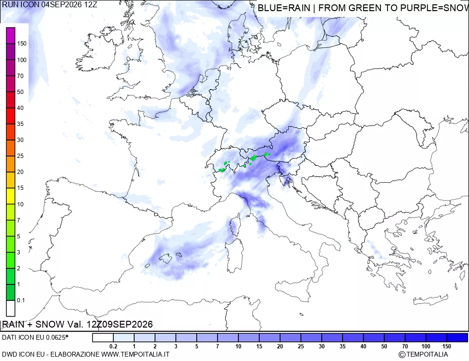 mappa Precipitazioni totali e nevose