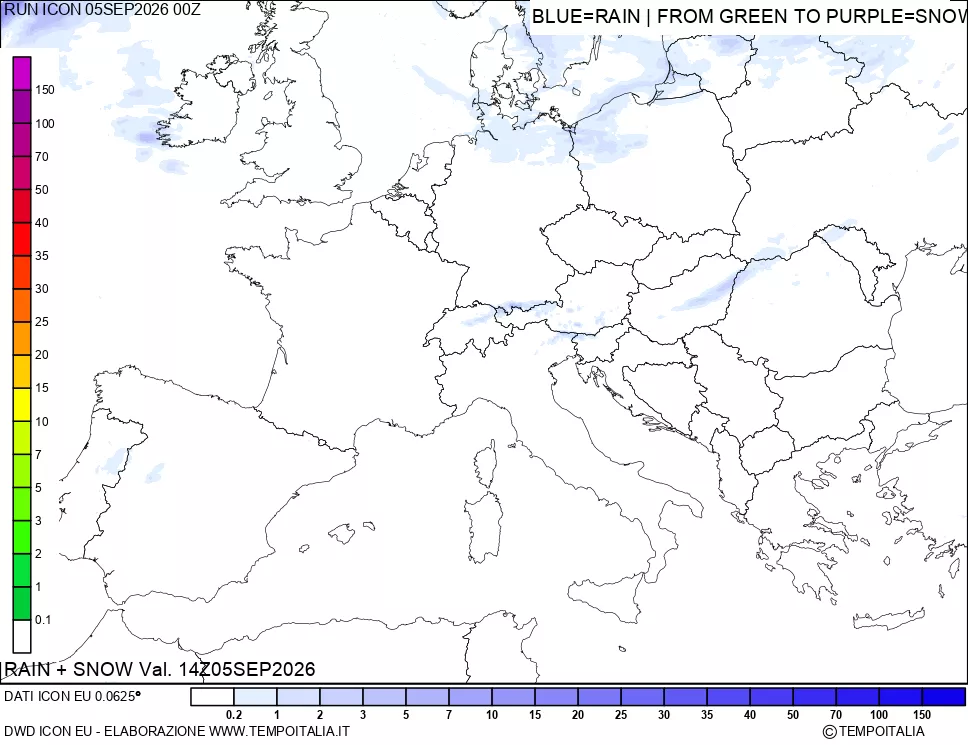 mappa Precipitazioni totali e nevose