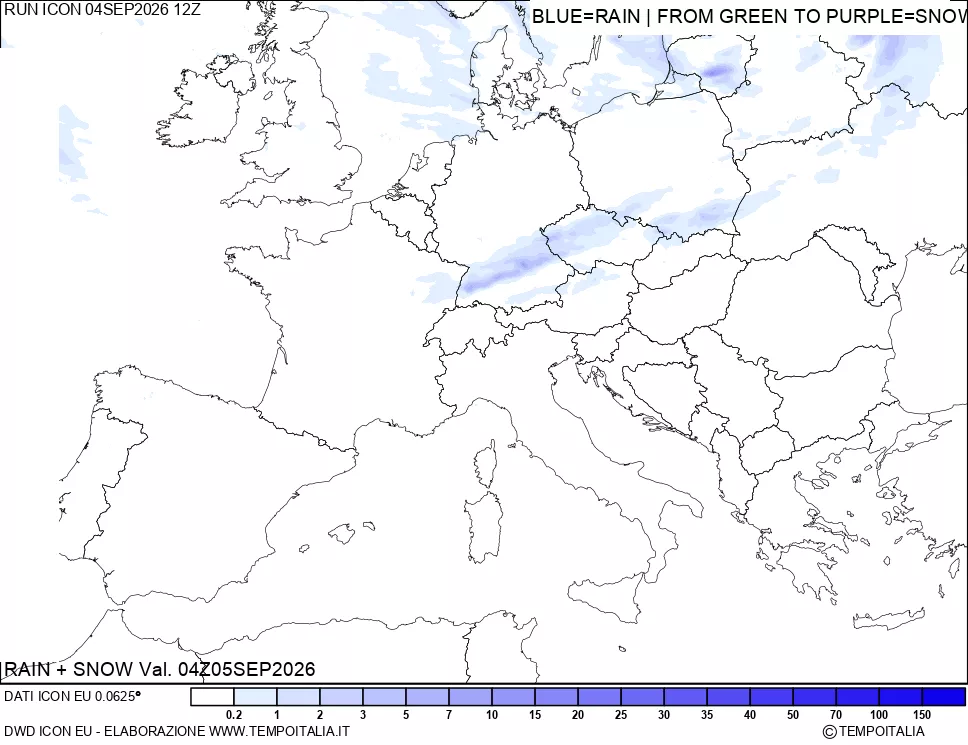 mappa Precipitazioni totali e nevose