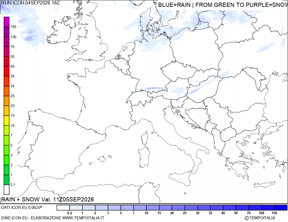 mappa Precipitazioni totali e nevose