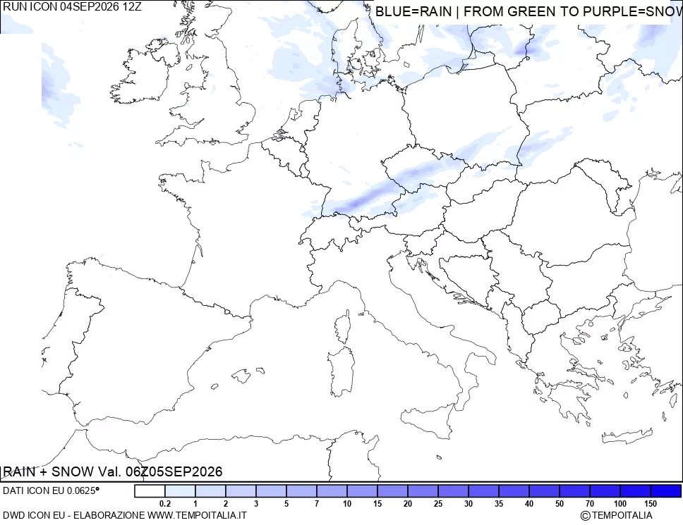 mappa Precipitazioni totali e nevose